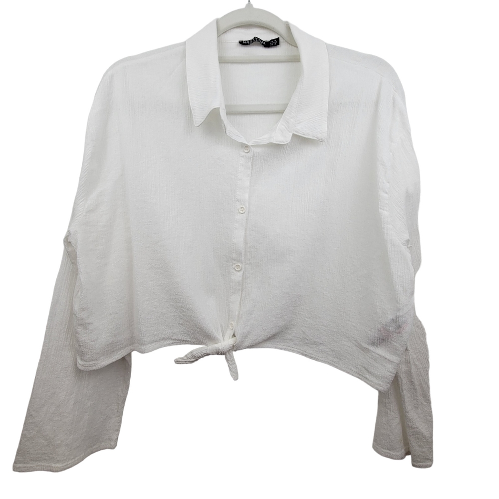 Nasty Gal Crepe Crop Button Up Top Size 10